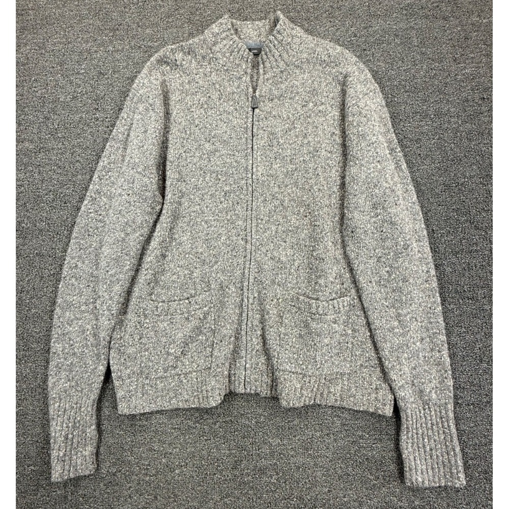John W Nordstrom Mens XXL Merino Wool Cashmere Zip Cardigan Sweater Gray
